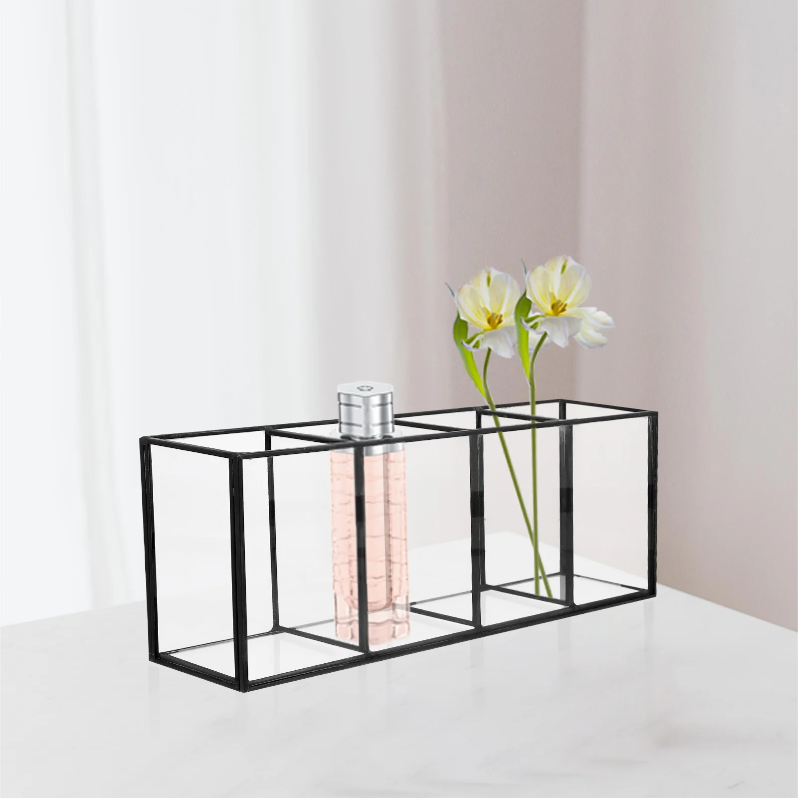 

1Pcs Practical Glass Storage Box Multipurpose Cosmetics Jewelry Sundries Holder Desktop Organizer Cosmetics Storage Box