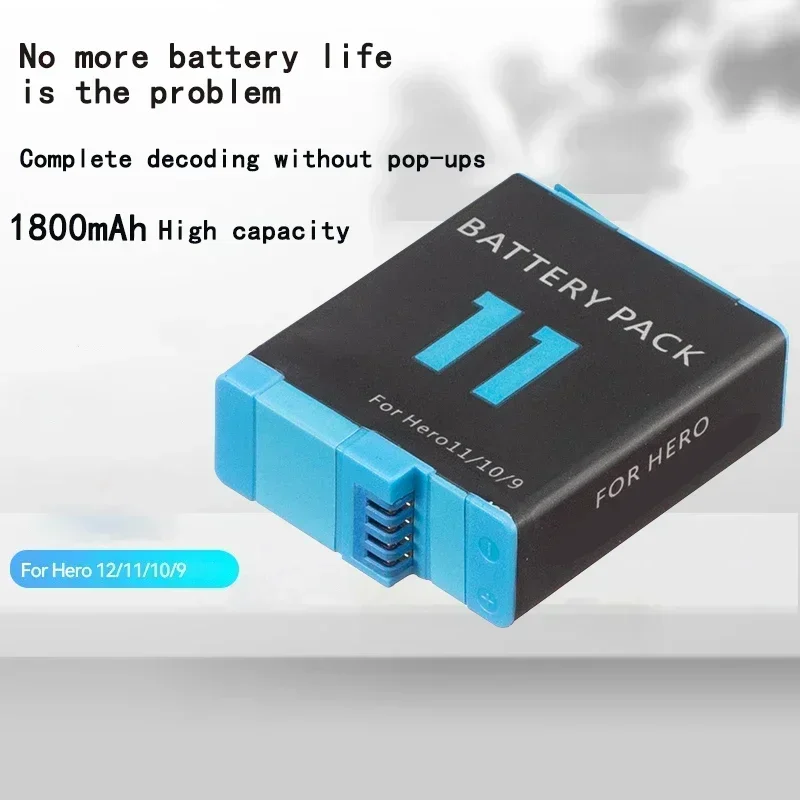 

for GoPro hero 11 +LED 2-Slots Charger with Type-C Port For GoPro Hero 9 Go Pro 10 hero 11 Sport Cameras 1800mAh Battery
