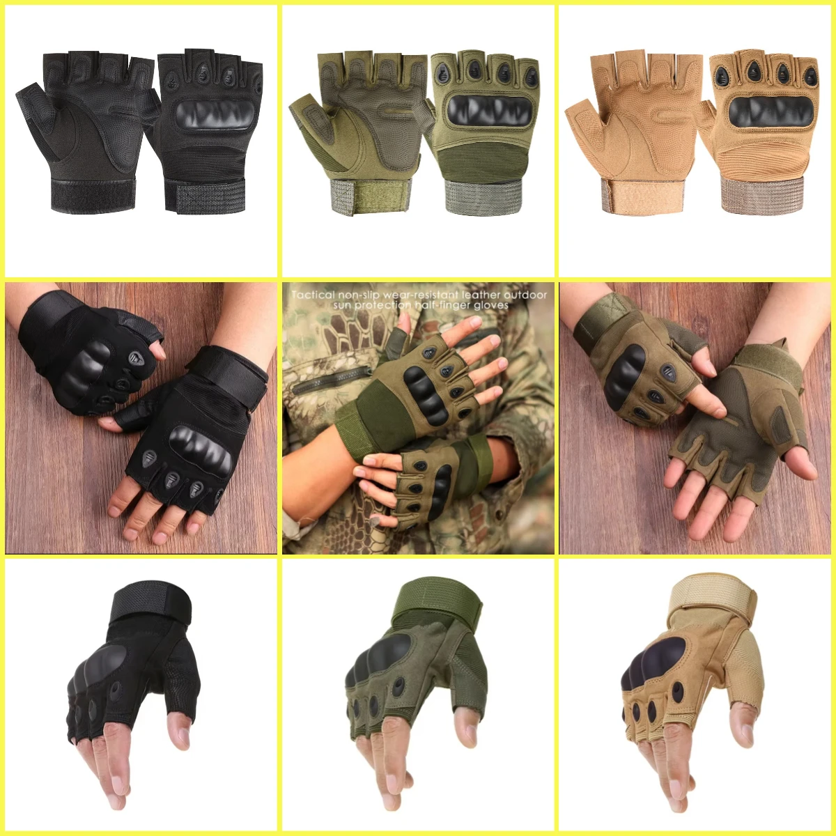 

Tactical Hard Knuckle Half Finger Gloves Men Cycling Gloves Army Military Combat Hunting Shooting Airsoft Paintball Climb Mitten