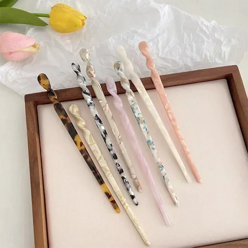 New Chinese Style Hair Sticks Vintage Acetate Resin Chopstick Women Hairpins Clip Pin Headwear Wedding Jewelry Accessories 2023