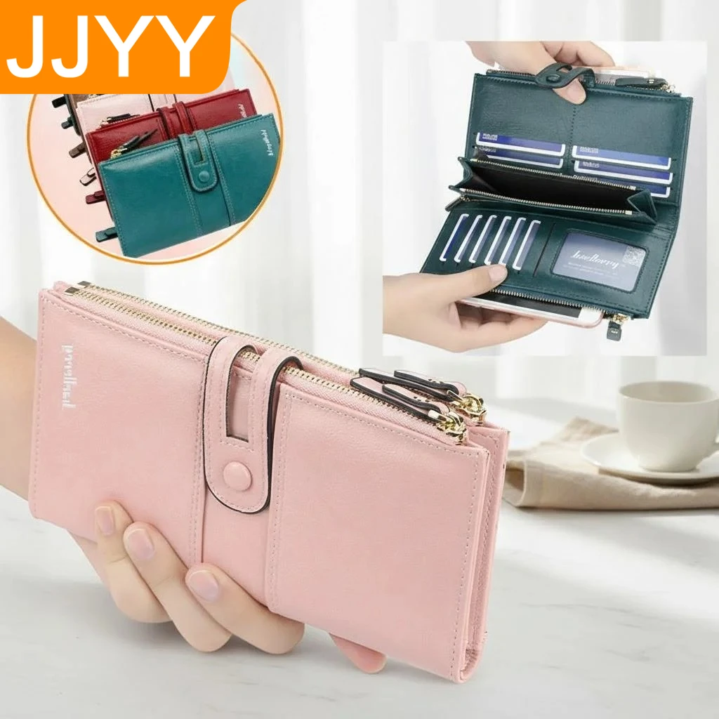 

Женская длинная сумка-кошелек с застежкой, многофункциональная модная сумка для телефона, корейский кошелек на молнии для монет, вместительный кошелек с множеством отделений для карт