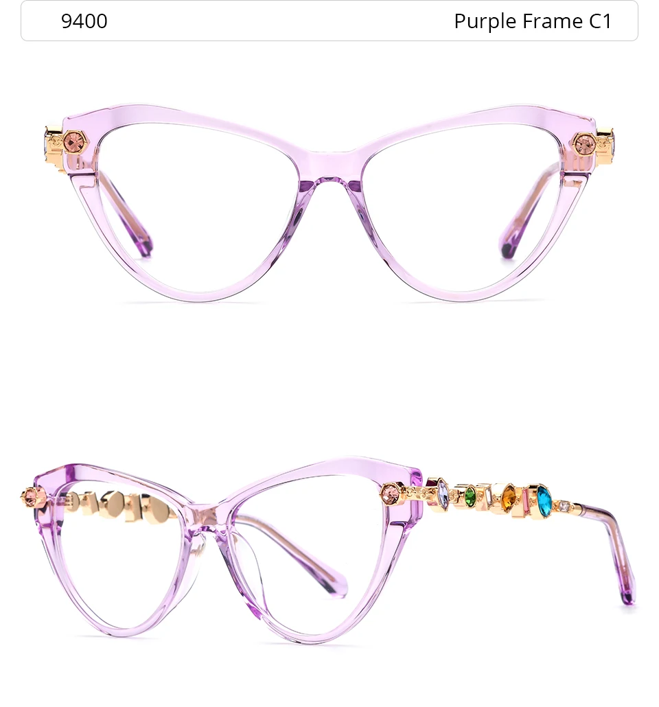 HEPIDEM Acetat Metall Diamanten Brillen Rahmen Frauen 2026 Neue Marke Design Gläser Mode Cat Eye Brillen Brille 9400 – Detail 6