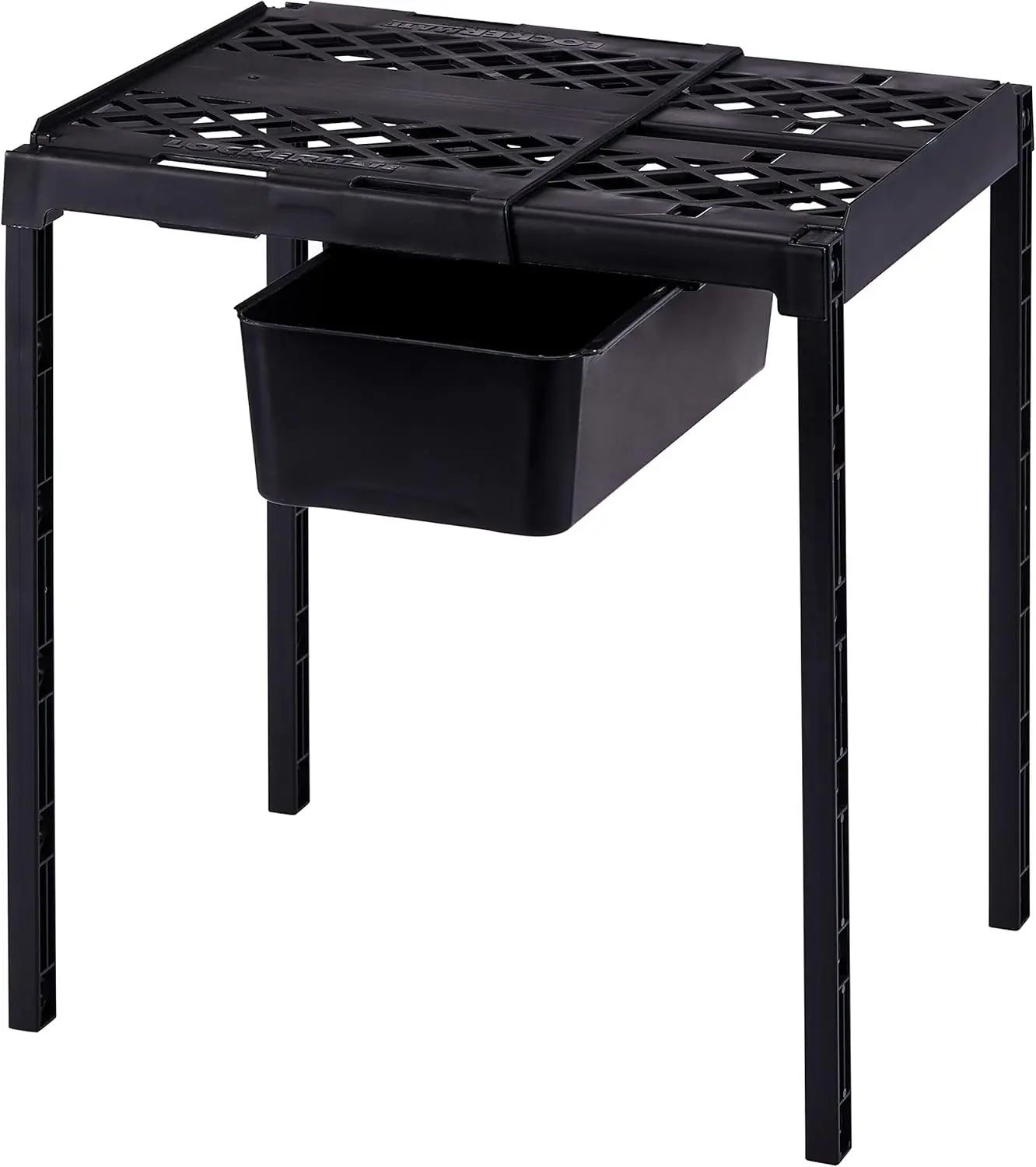 Adjustable Locker Shelf with Drawer, Extends to Fit Any Locker, Black Organizer for Easy Storage