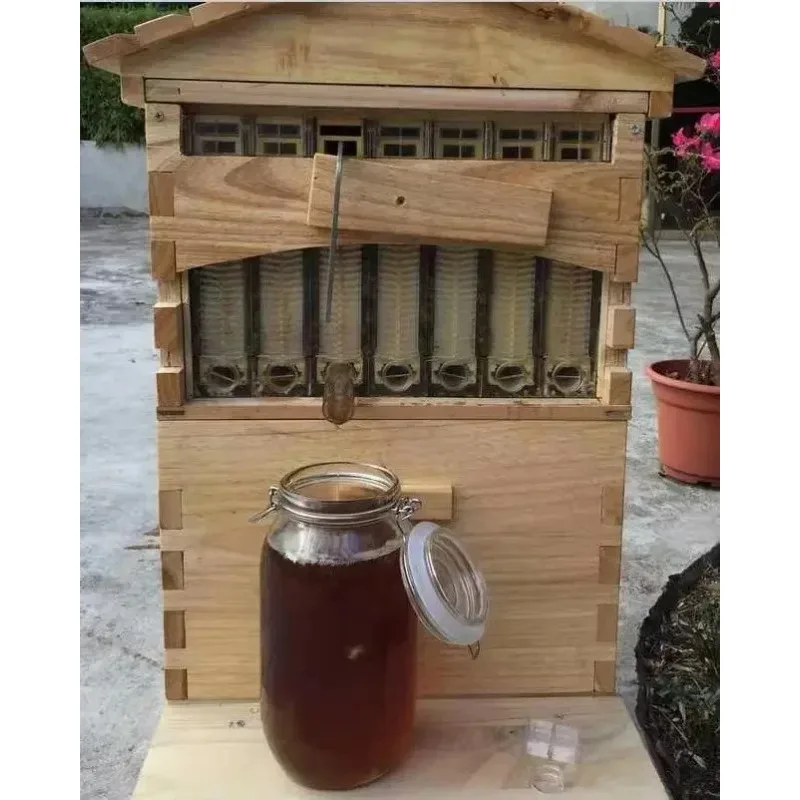 

Hot Sale Wooden Bee Hive Box Honey Automatic Auto Self Flowing Beehive