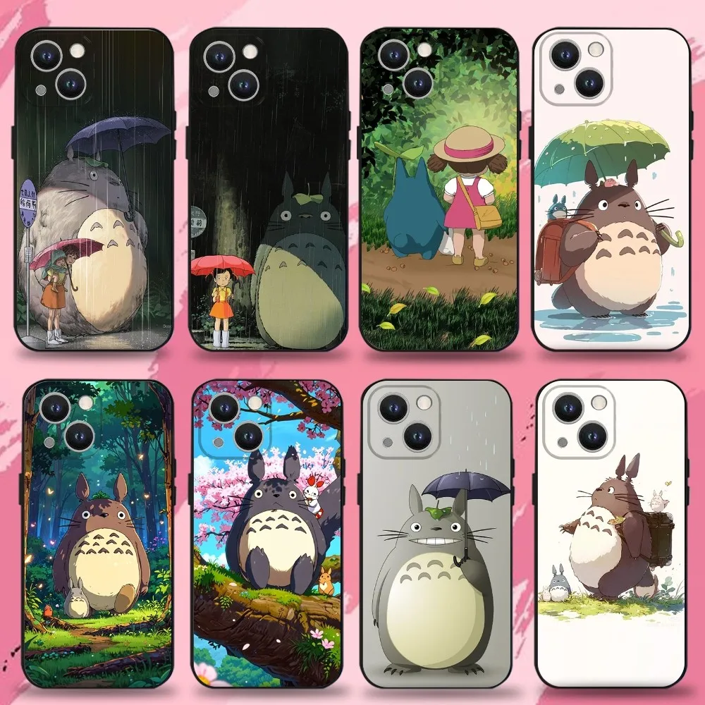 

Anime T-Totoro-ES Cute Phone Case For iPhone 16,15,14,13,12,11 Plus,Pro Max,XS,X,XR,SE,Mini,8,7,Soft Silicone Black Cover