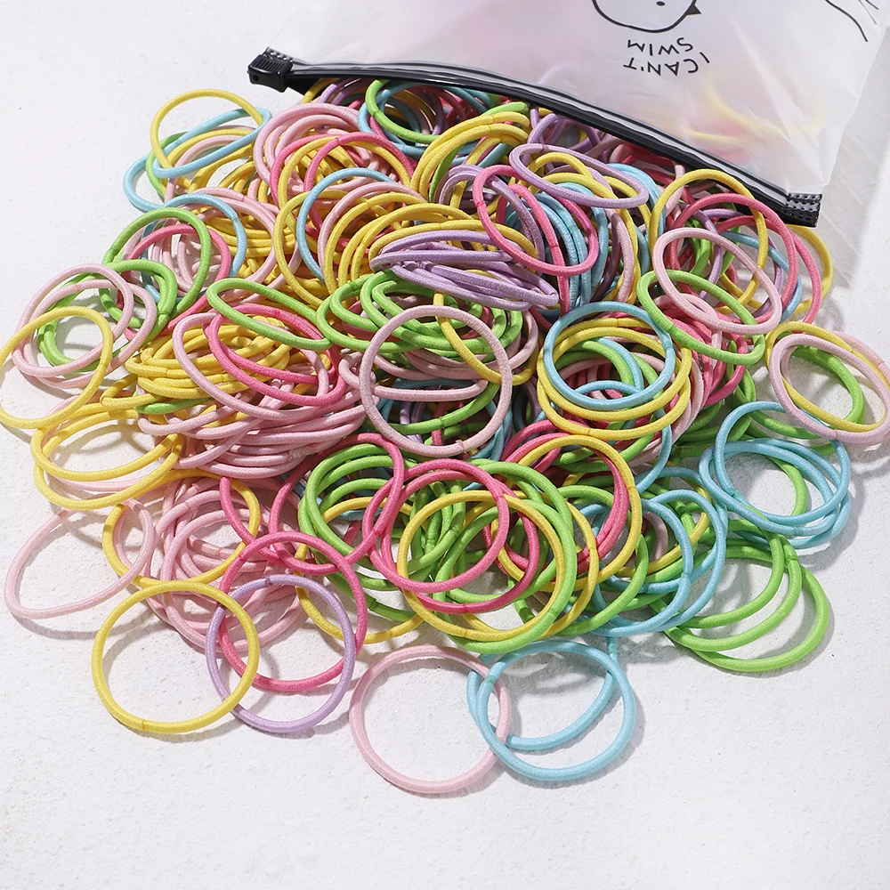 30/50/100PCS Girls Solid Big Rubber Band Ponytail Holders