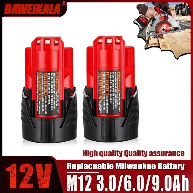 For Milwaukee M12 Battery 3.0/6.0/9.0Ah 12V Screwdriver battery m12 12V XC Tool 48-11-2402 48-11-2411 48-11-2401 Cordless Tools