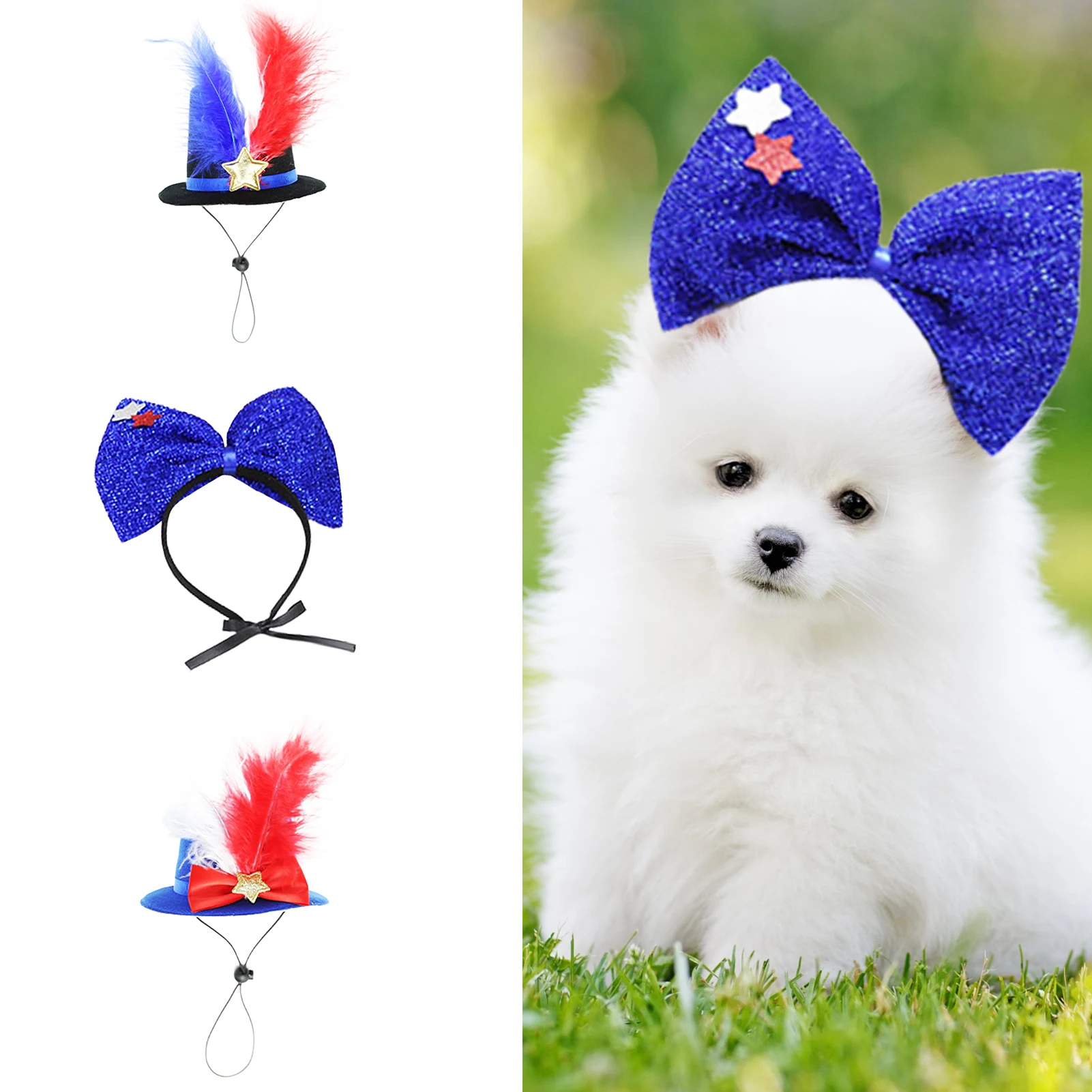 Independence Day Pet Hat Memorial Day Patriotic Pet Hat Independence Day Dog Costume Accessories American Flag Headband American