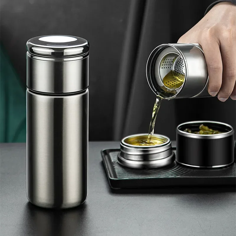 300/420ml Tea Infuser 304 Stainless Steel Thermos,Mini Pocket Vacuum Flask with Detachable Tea Filter for Office Business Travel