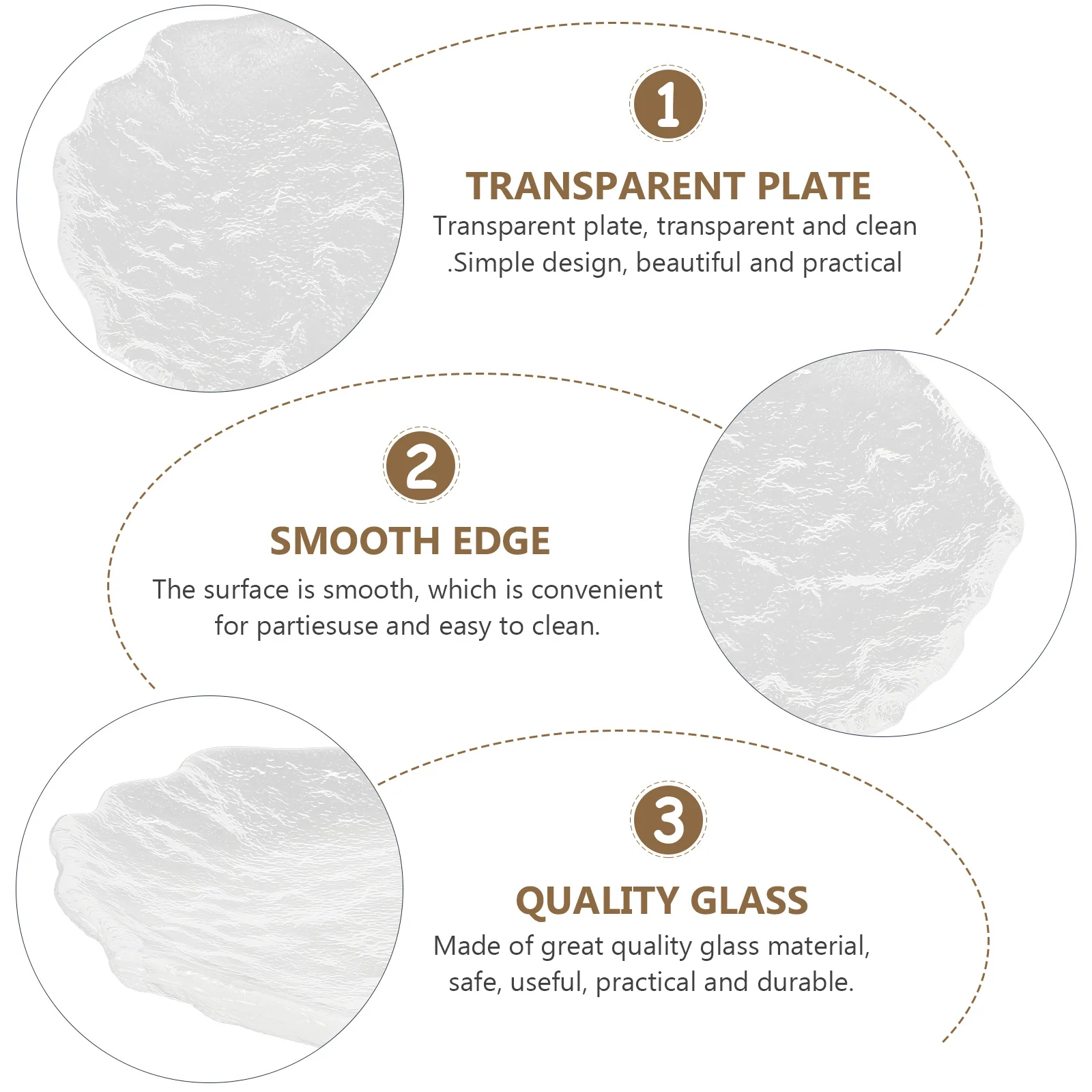 

1Pcs Transparent Glass Fruit Tray Practical Dessert Plate Food Serving Plate for Home Office Fruit Serving Tray