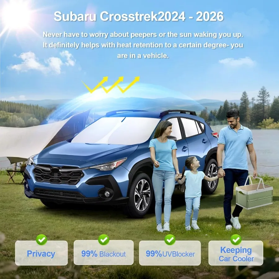8pcs Car Window Shades for Subaru Crosstrek 2024 2025 2026 Accessories Windshield Side Rear Full Sunshade Sun Visor UV Blocking