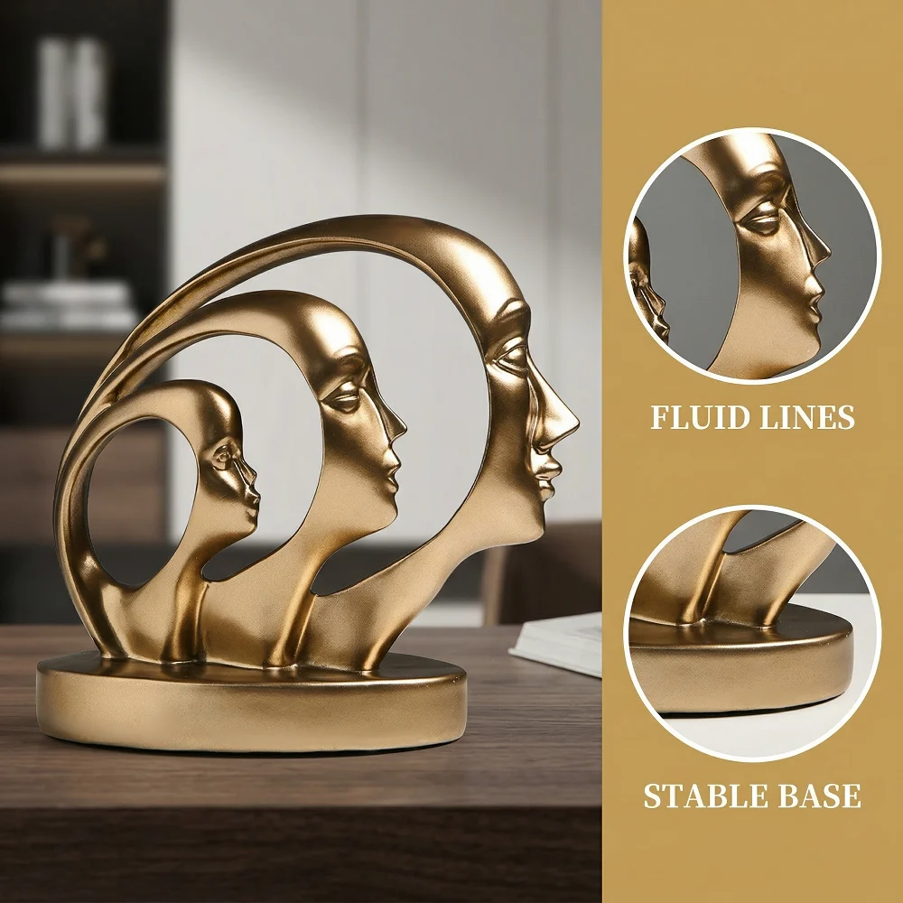 Statue Abstract Resin Desktop Ornaments Sculpture Miniature Figurines Face Character Nordic Art Crafts Office Home