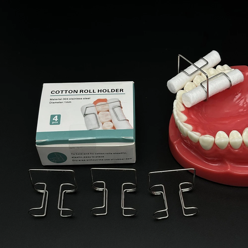 

4 шт., стоматологический автоклавируемый хлопковый держатель для рулонов, зажим из нержавеющей стали, ортодонтические лабораторные инструменты для принадлежностей для стоматологической клиники