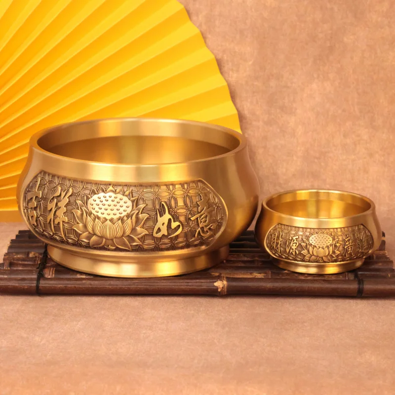 Brass Burner for Home Use, Offering Incense to Buddha Altar, Ancestors, Large Lotus Shape, Indoor and Outdoor, God of We
