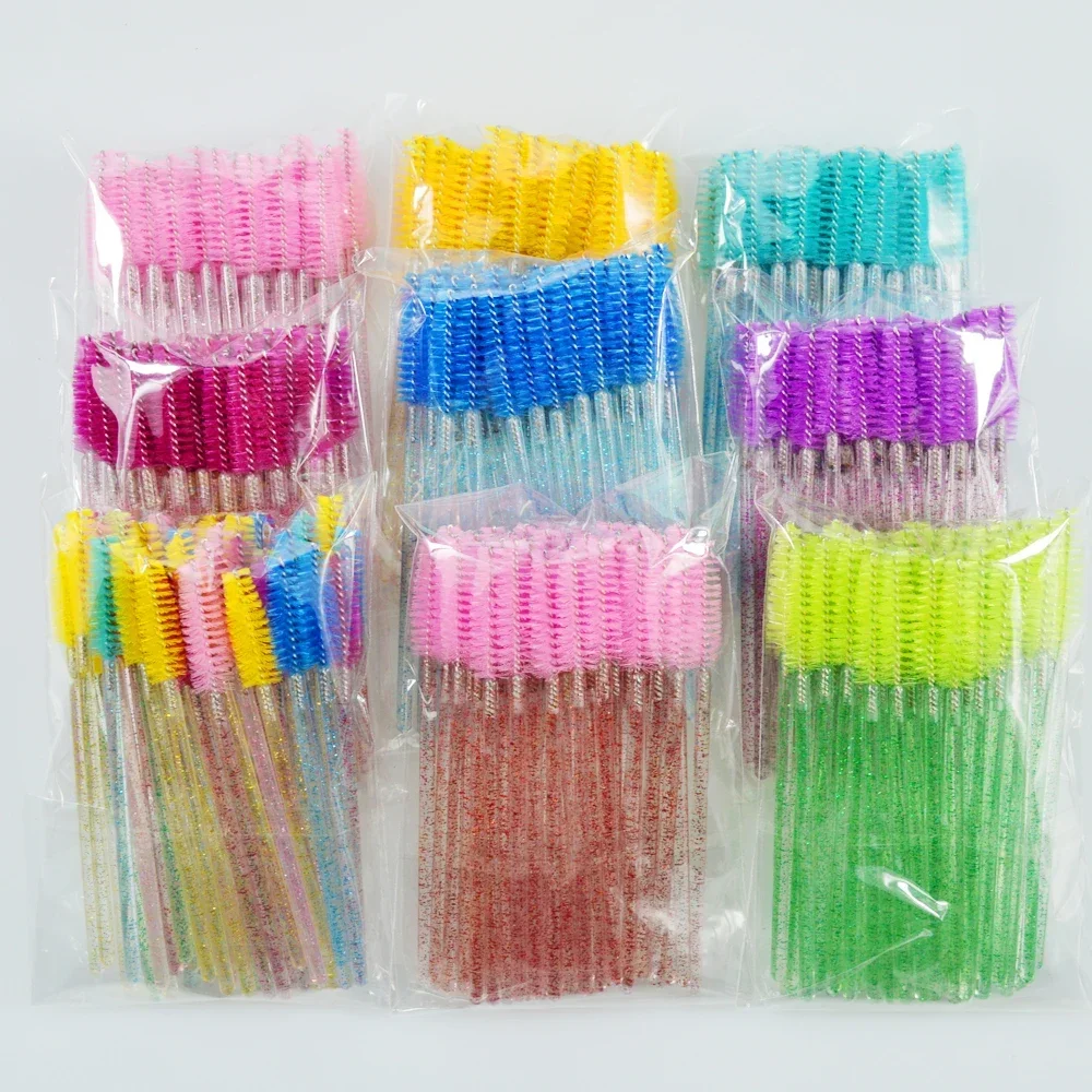 Gros yelash brosse pinceaux de maquillage 50 pcs peigne jetable mascara individuel 6 couleurs applicateur baguette cils pinceaux de maquillage outils