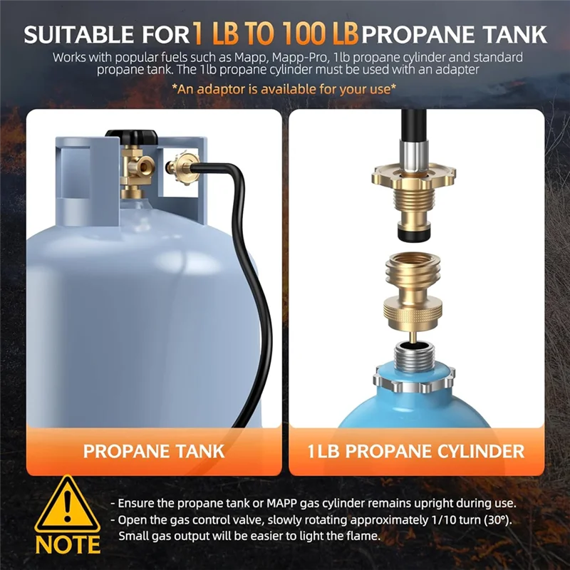 A76X-شعلة الاعشاب البروبان مع خرطوم 3 أمتار، شعلة نفخ عالية الإخراج لإزالة الأعشاب الضارة، إصلاح السقف، ذوبان الثلج