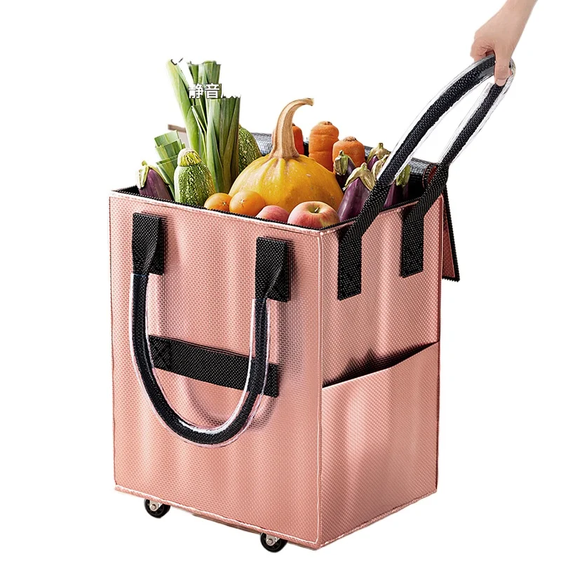Carrito de Compras Plegable Hao Ken para Uso en Supermercados y Transporte de Equipaje, Bolsa de Transporte Plegable Resistente con Ruedas, Gran Capacidad de Almacenamiento