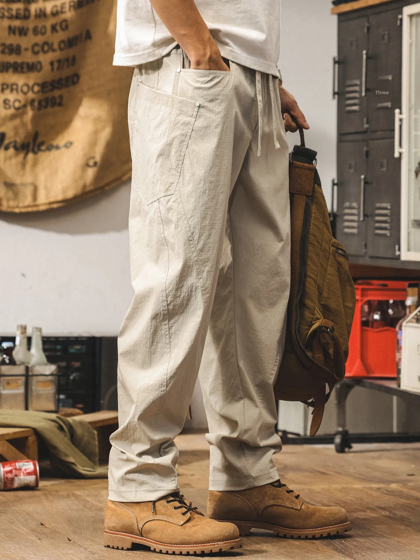 

Американские повседневные свободные мужские брюки из ледяного шелка для активного отдыха, быстросохнущие, летние, новые рабочие джинсы