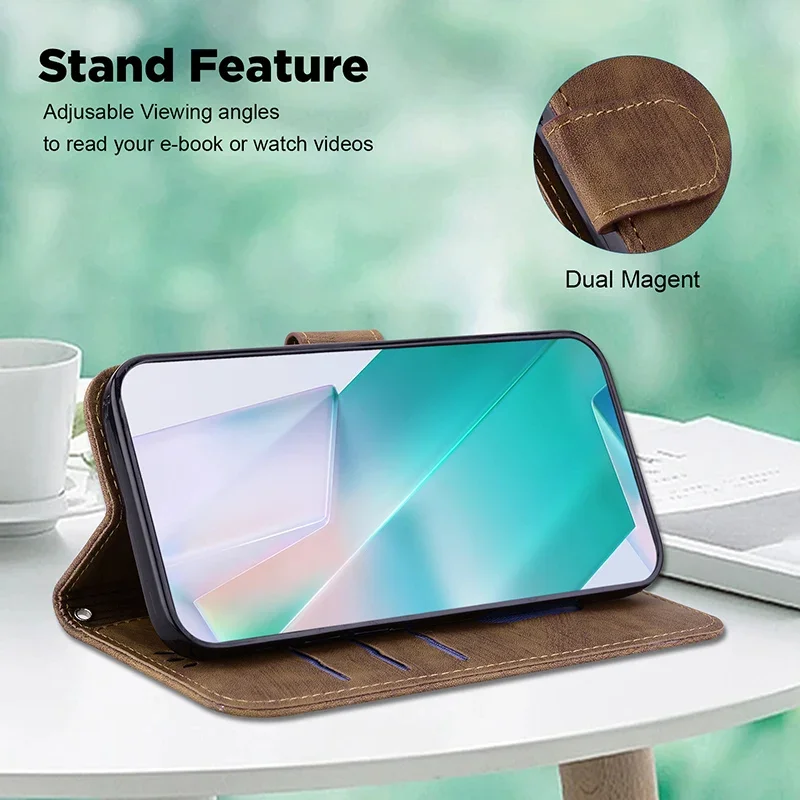 Magnetic Leather Phone Case For Redmi Note 12S 14S 12 13 14 PRO PLUS 4G 5G Turbo 4 Card Slot Wallet Cover