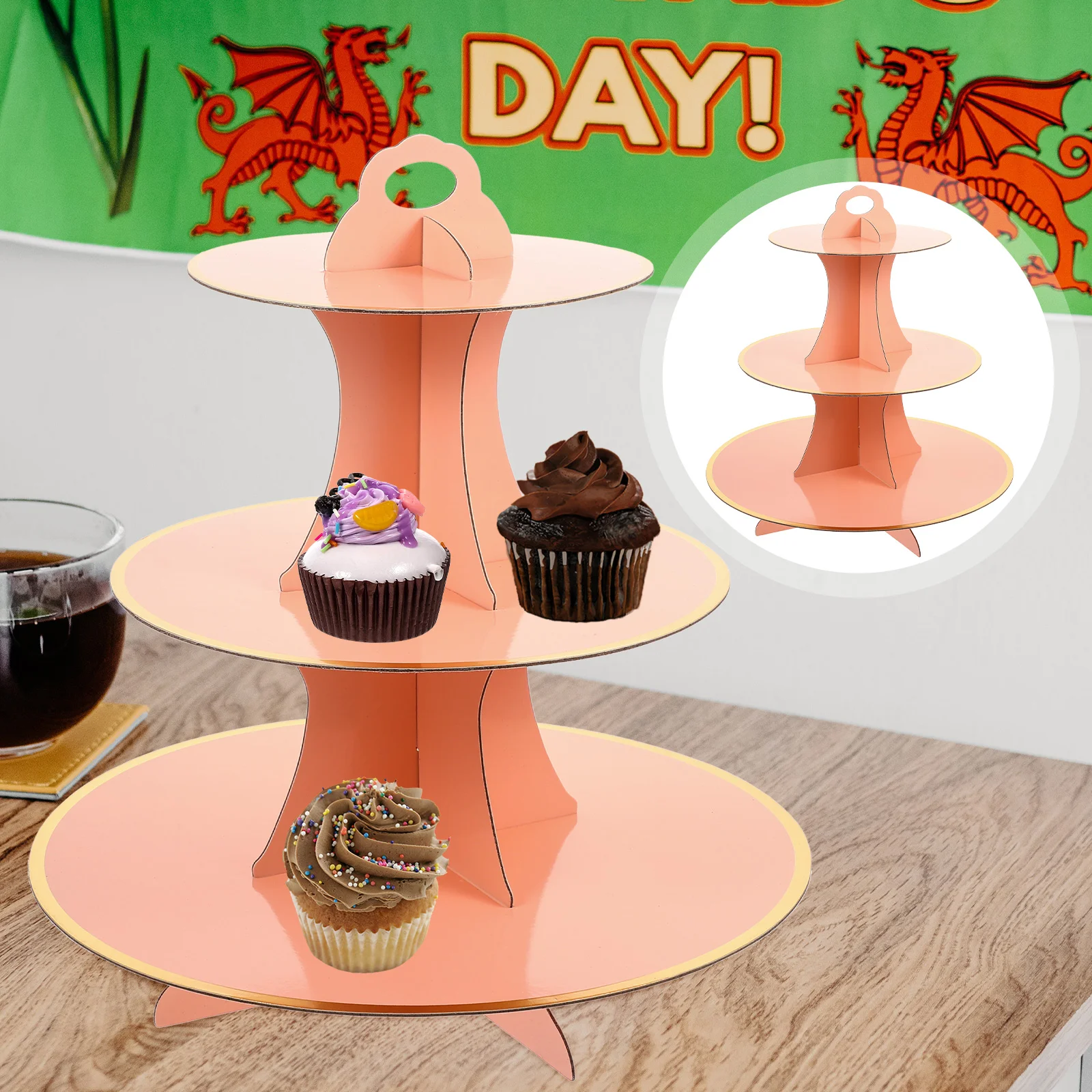 

Creative Cake Holder Exhibition Dessert Stand Decor Convenient for Display Bronzing Multifunctional Desktop Cupcake