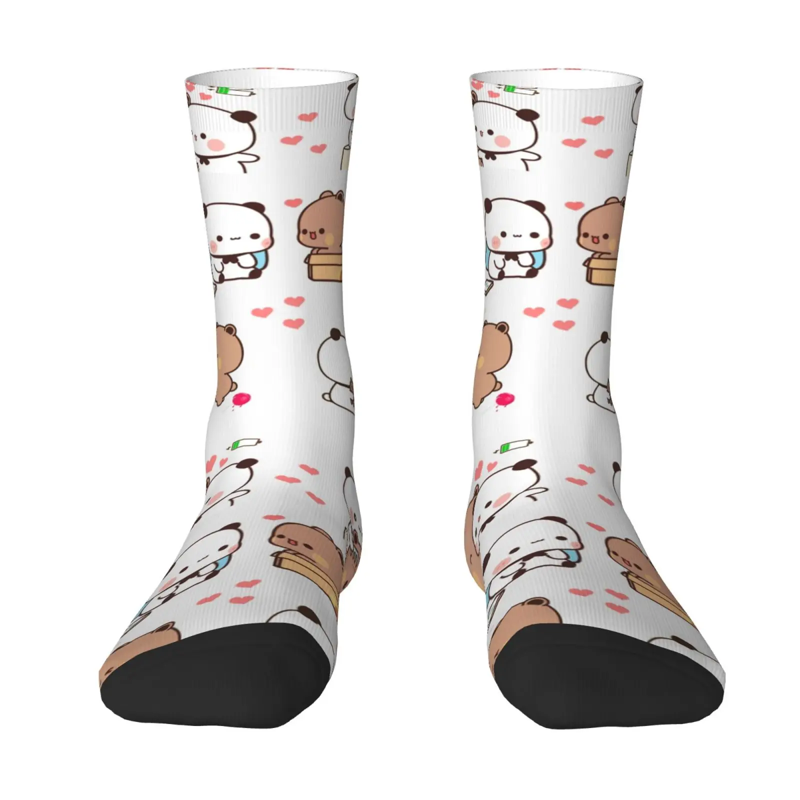 Cute Cartoon Bubu Dudu Pattern Polyester Mid Calf Socks Men Women Lightweight Quick Dry Casual Sports Anti Odor Solid Socks