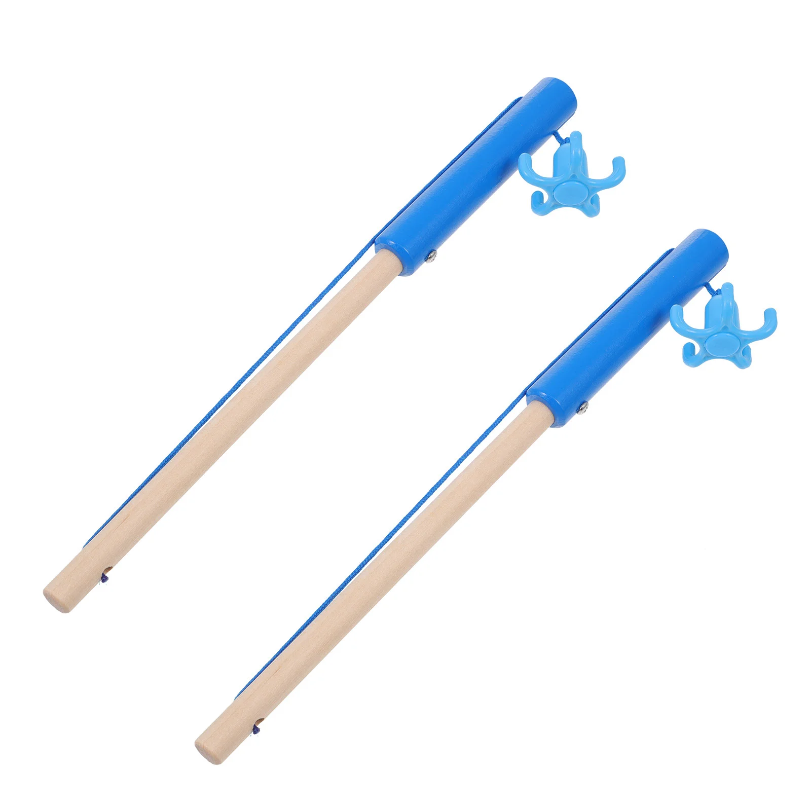 2 Pcs Children's Fishing Girls Wooden Magnetic Force Educational Rod Learning Pole