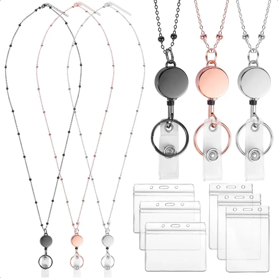 

Ремешки для идентификационных бейджей, 3 шт., ремешок для бейджей с 6 шт., держатель для бейджей, выдвижной ремешок для учителя из нержавеющей стали, круизный корабль Lan