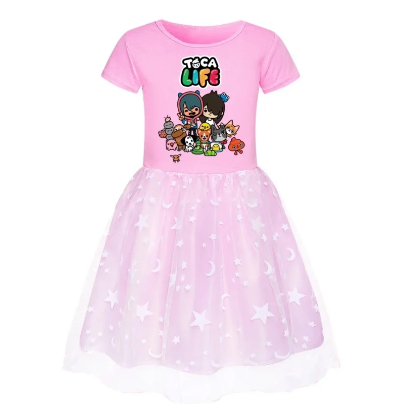 Summer Birthdays Dresses Toca Life World Kids Baby Fashion Cotton Princess Party Dres for Children Girls Toddler Wedding Clothes