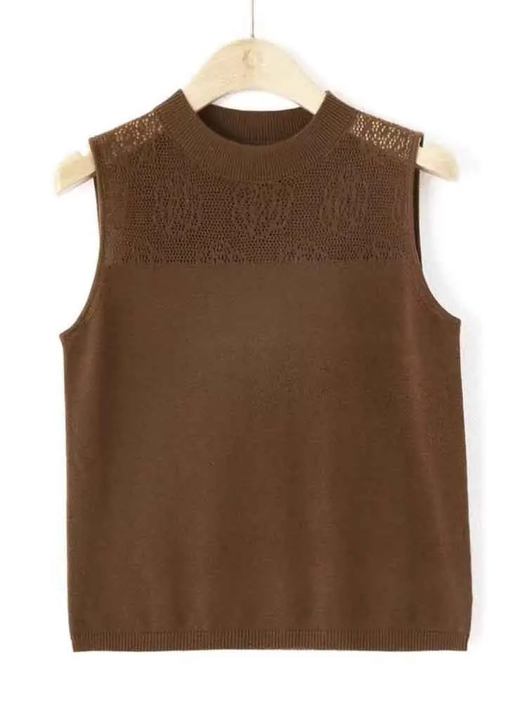 

Модный вязаный топ с вырезами на крючках, женский базовый слой, повседневный жилет для похудения, осень-зима, новый Sle