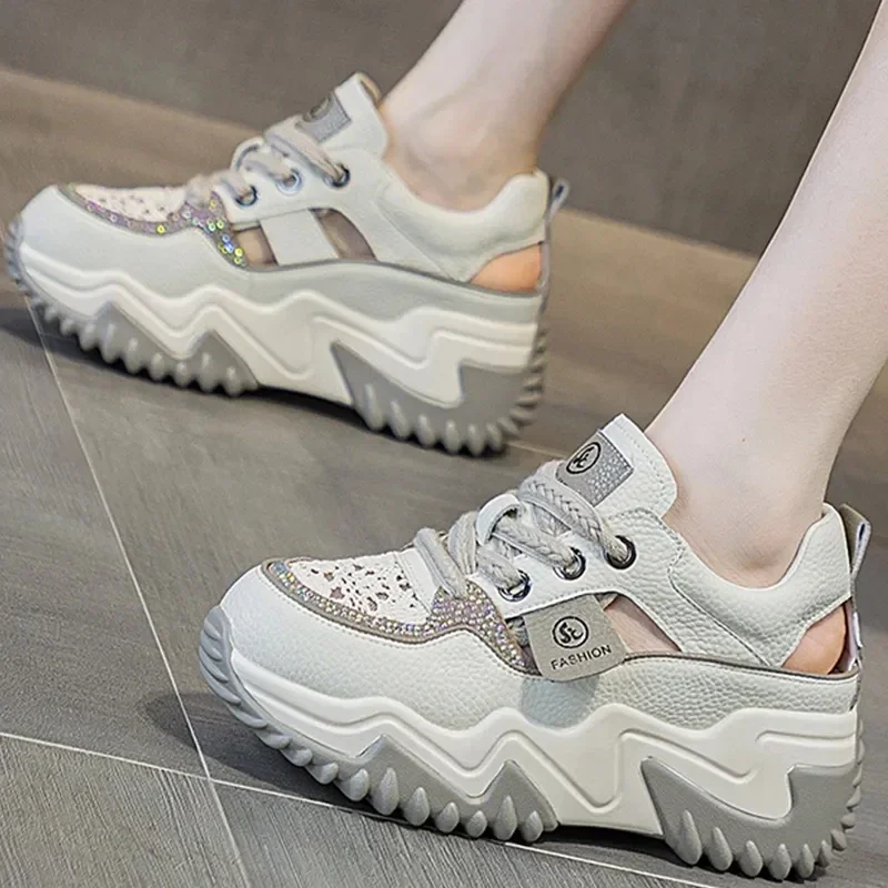 Casual Sneakers Women Trends High Heels Luxury Designer Flat Shoes Female Thick Bottom Fashion Chunky Elegant Athletic Shoes