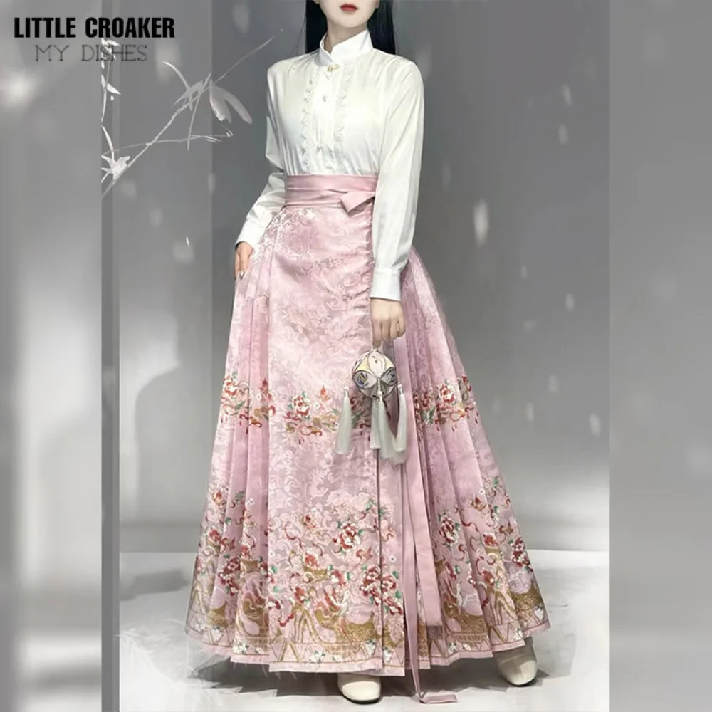 مجموعة هانفو الحديثة من سلالة مينغ - تنورة ماميان من قماش الجاكار الأزهار وأعلى 2025 ملابس نسائية على الطراز الصيني الجديد #4