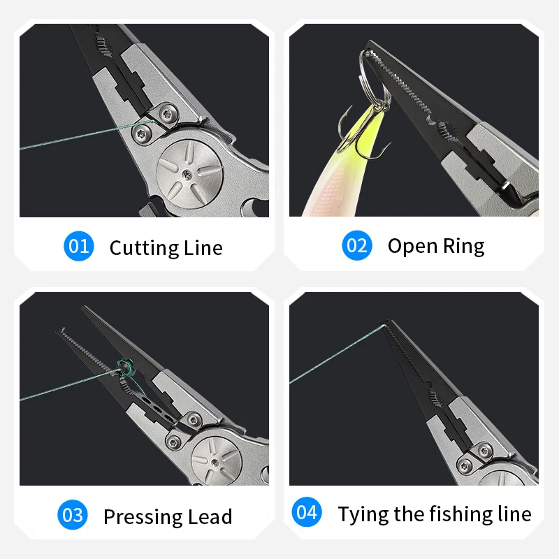 Wholesales  FG-1047A Multifunctional Fishing Accessories Fishing Line Cutter 6061 Aluminium Fishing Pliers Saltwater