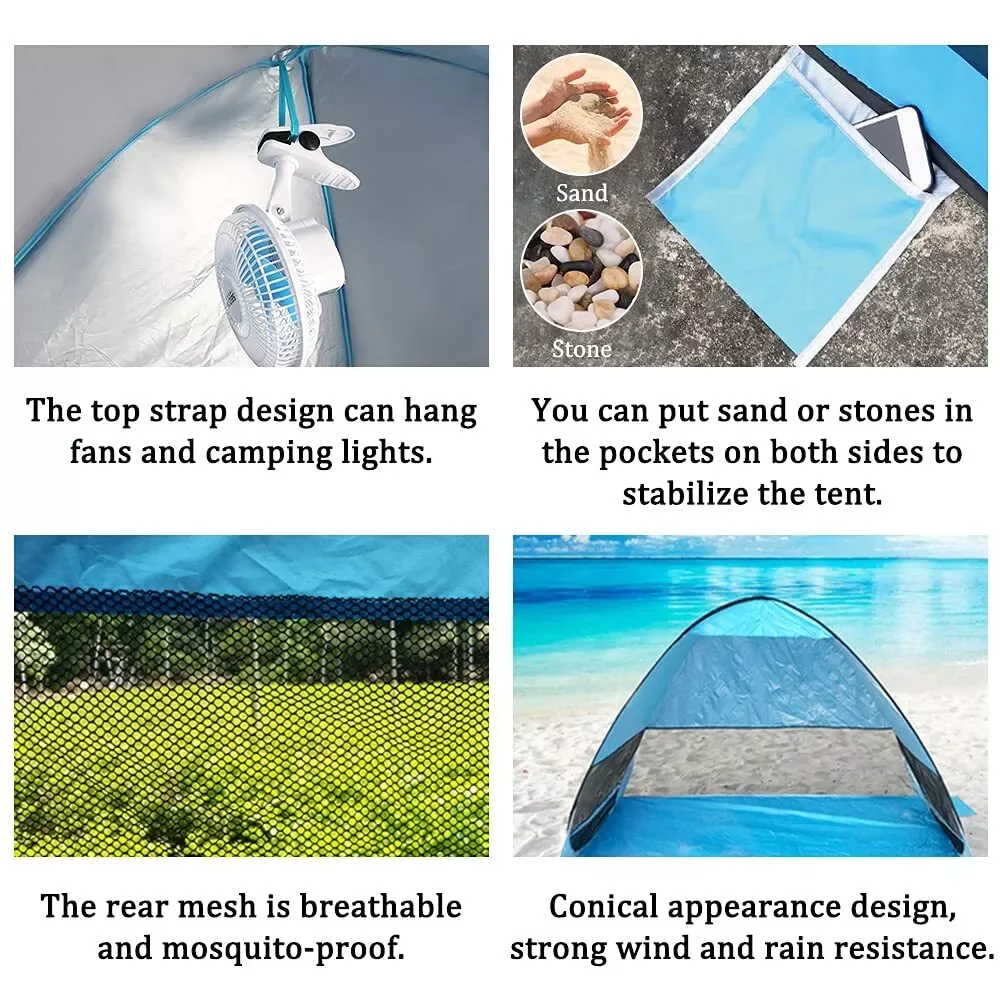 Pop-Up Strandtent Draagbare Zonnescherm Schuilplaats Buiten Camping Vissen Luifel Mesh