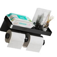 AB34-Wall-Mounted Aluminum Alloy Toilet Paper Holder Toilet Roll Shelf Phone Stand For Bathroom For HOME Use
