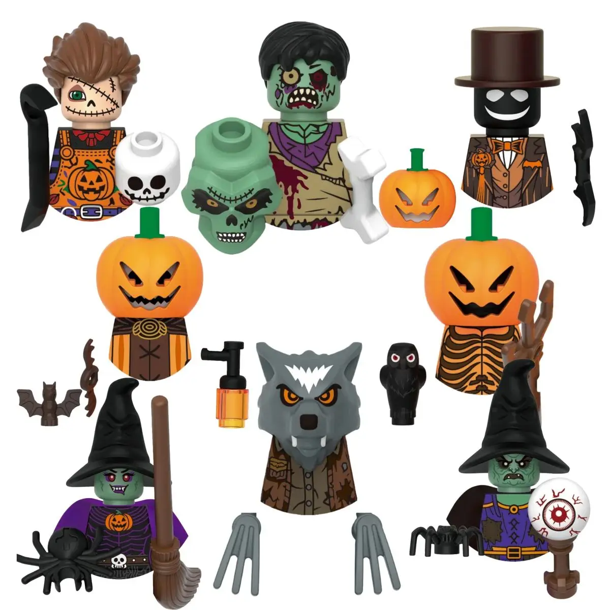 Слепая коробка G0185 WM6205 Killer Klowns Мини-фигурка Классический ужас Триллер Фильм Строительный блок Модель Кукла Хэллоуин Рождественская игрушка