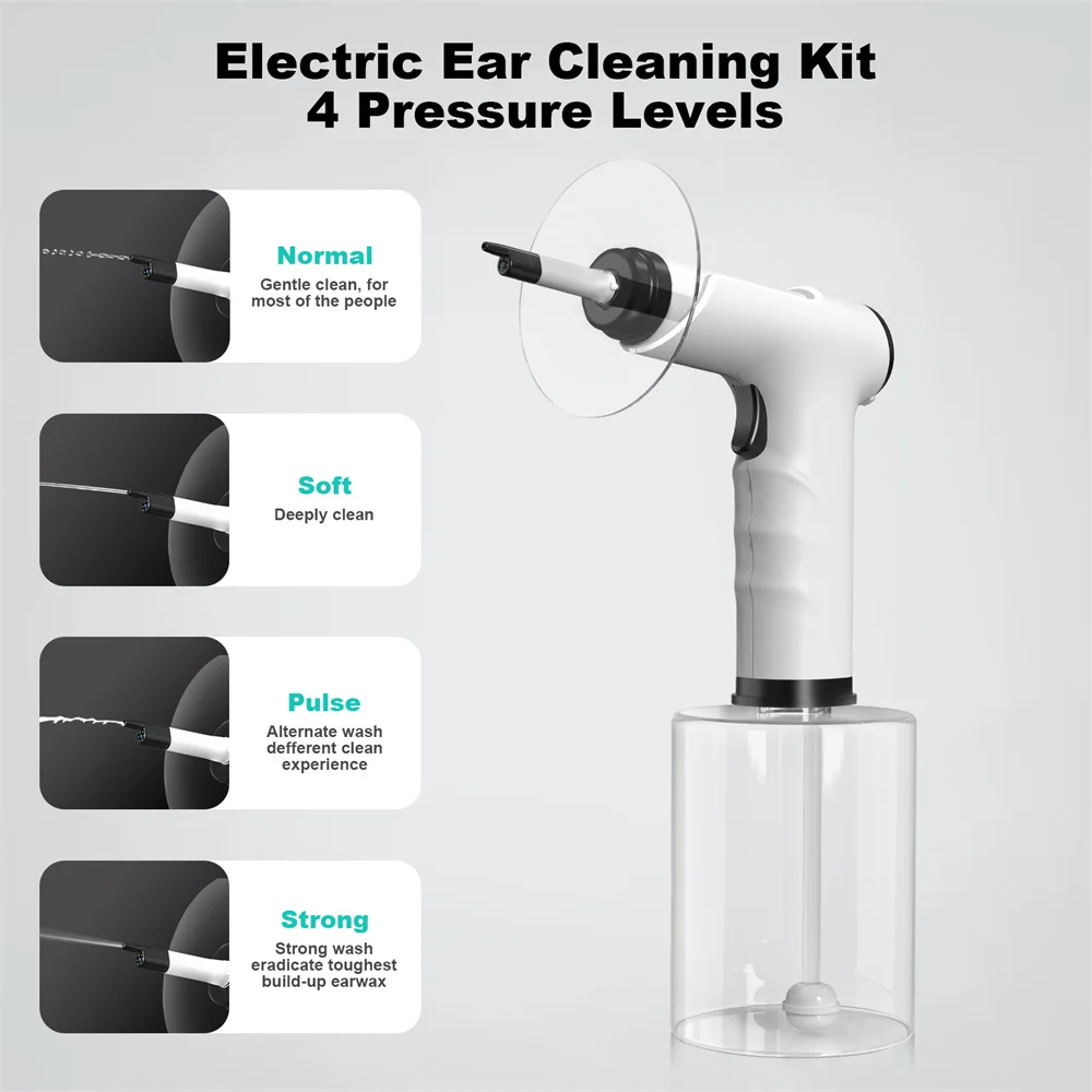 Electric Ear Wax Removal Kit with Soft Spray Safe and Effective Ear Cleaner with 4 Pressure Settings for Ear Wax Irrigation Tool