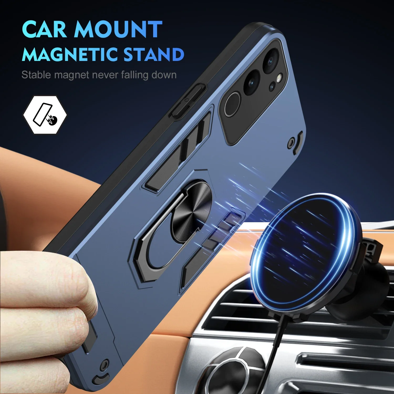 Multifunctional Shockproof  Armor Case For Vivo V29 V29E Pro V25E V27 Y200 Y16 Y33S S16 S16E T1X 4G 5G Magnetic Stand Cover