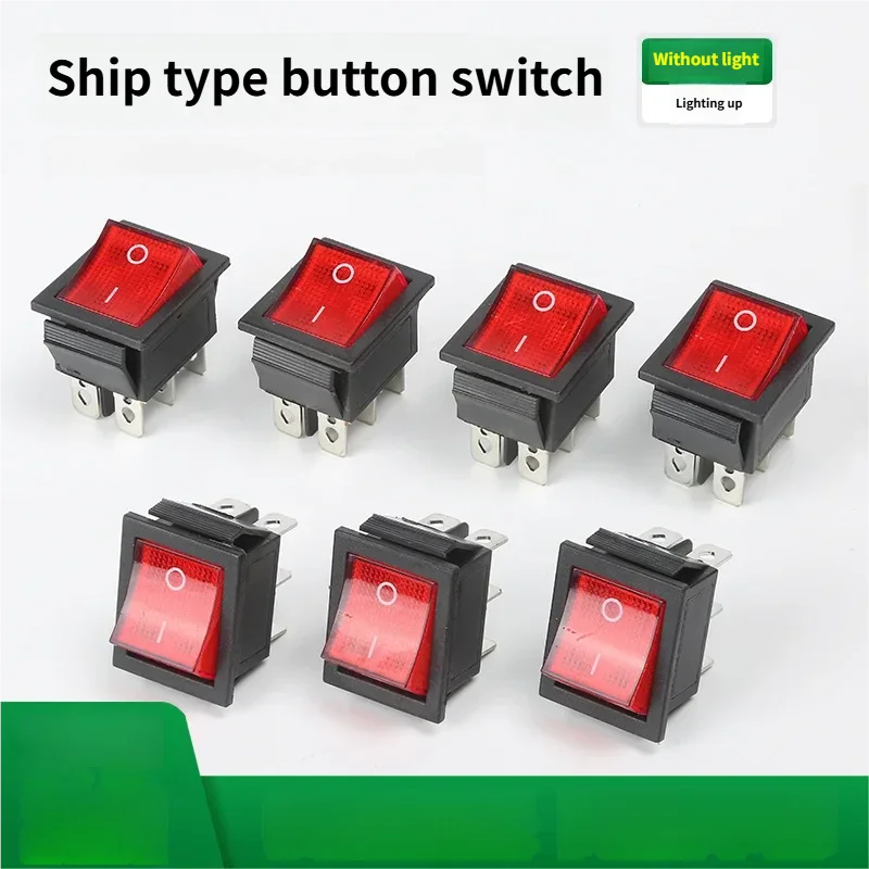5PC KCD6Two-Speed with Light Ship-Form Button Switch Household Appliances Four-Leg Switch Waterproof Small Power Supply Rocker S
