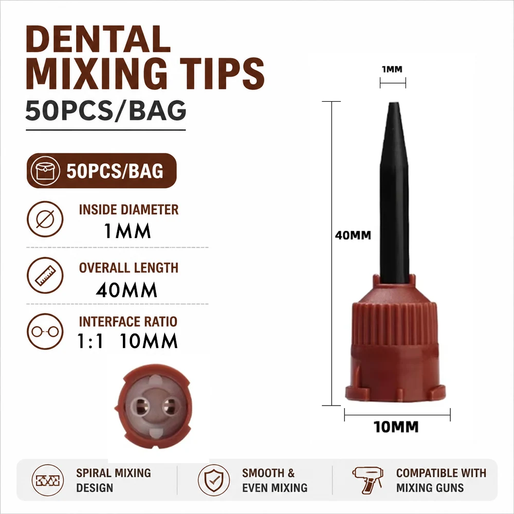 50/100 Stück Dental-Mischspitzen Einweg-Mixer 1:1 Gelbe Mischspitzen Einweg-Zahnmedizin-Mischspülungen Mischrohr