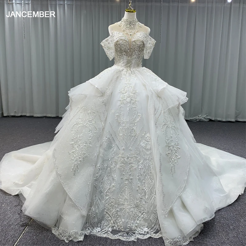 

Jancember Superfine Exquisite Bride Dresses Wedding Organza Wedding Dresses For Women Beading Pearls MN205 Vestidos De Novia