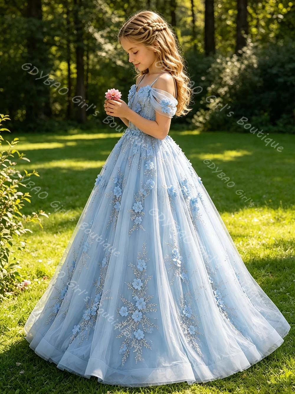 فستان أميرة أزرق ثلاثي الأبعاد - مراجعة Toddler Girl Tulle Party Dress وسعره