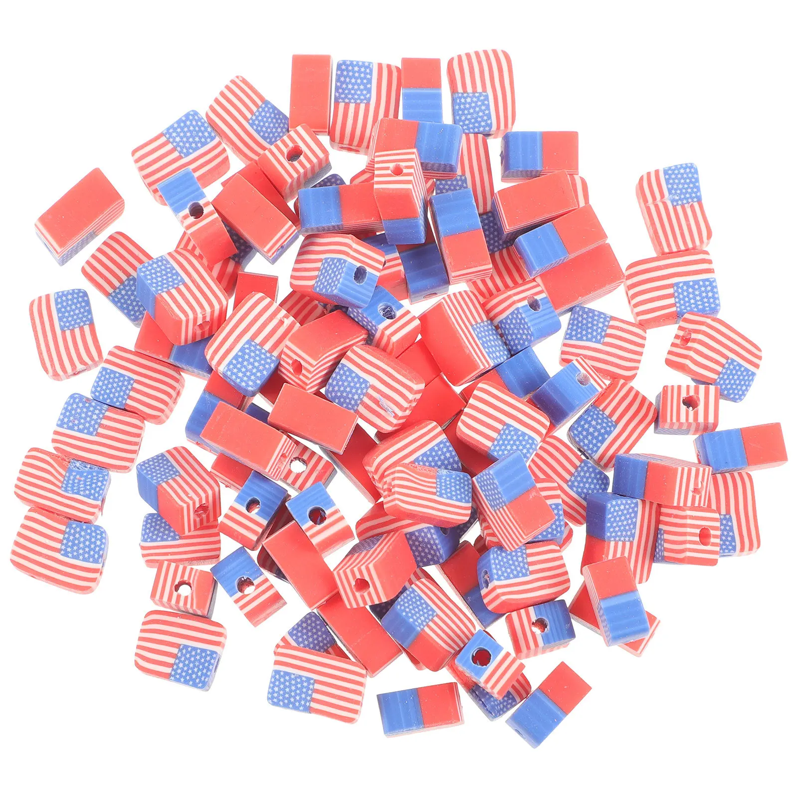 100 قطعة مربعة الشكل الوطنية العلم الأمريكي خزر عازل DIY بها بنفسك مجوهرات سوار قلادة الحرفية بوليمر كلاي الخرز #6