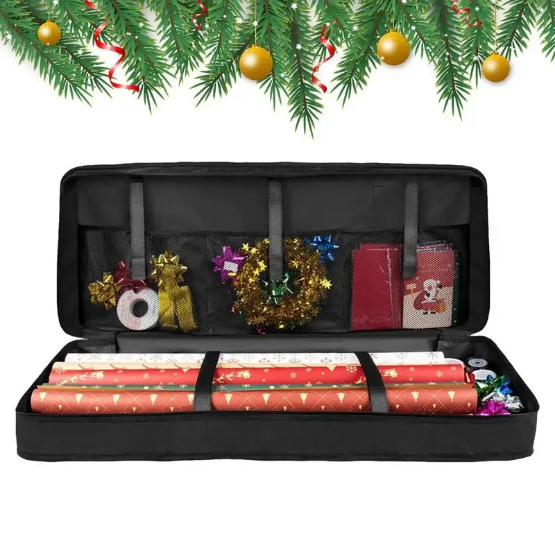 Christmas Gift Wrap Storage Bag Underbed Storage Organizer with Thicken Handles Xmas Wrapping Paper Storage Box