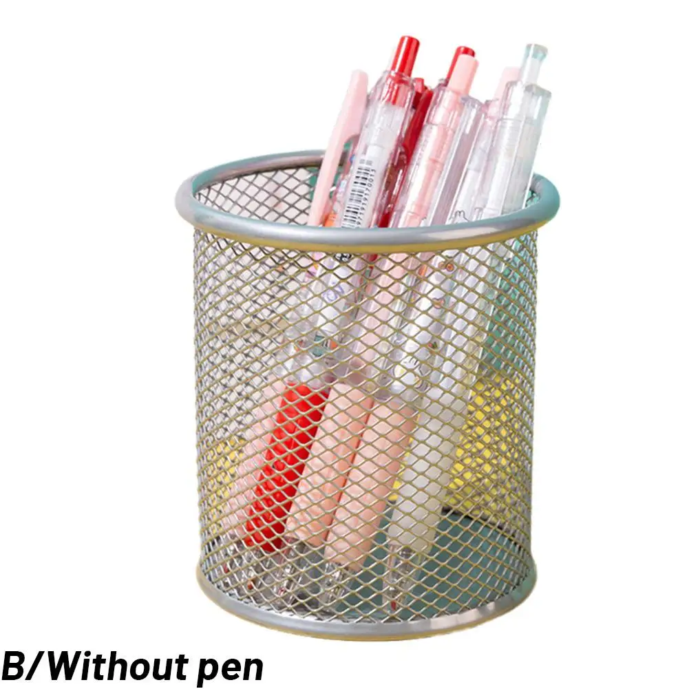 Container Desk Organizer Container Black Desktop Metal Pen Pencil Holders Cup Case Pen Mesh I6M8