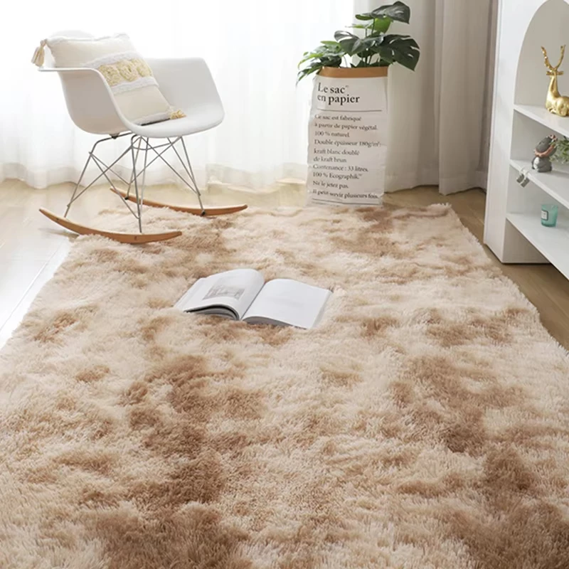

VIKAMA Cream Coloured Shaggy Gradient Rug Living Room Bedroom Instagram Style Soft Comfort Rug Home Decor