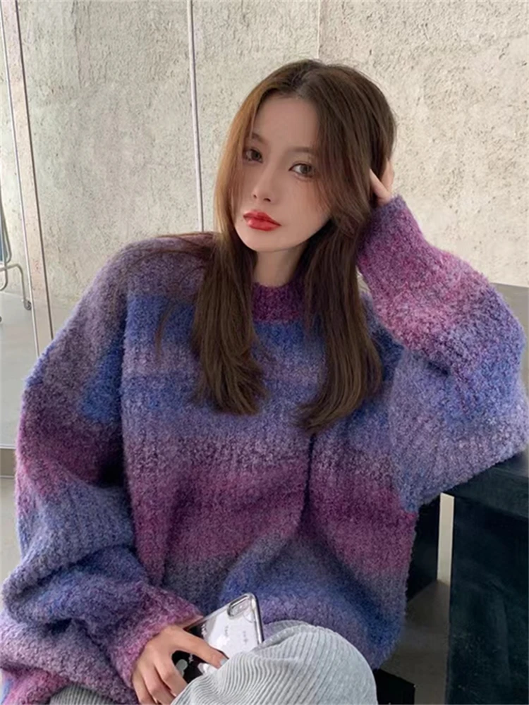 Sweater Women Winter Pullover Girls Sweater Oversize Knitting Tops Vintage Long Sleeve Fall Female Knitted Outerwear Warm Pull