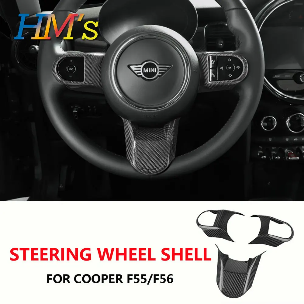 

Steering Wheel Panel Cover For Mini Cooper / S F55 F56 F57 2022 Hardtop Car Interior Accessories Real Carbon Fiber Decoration
