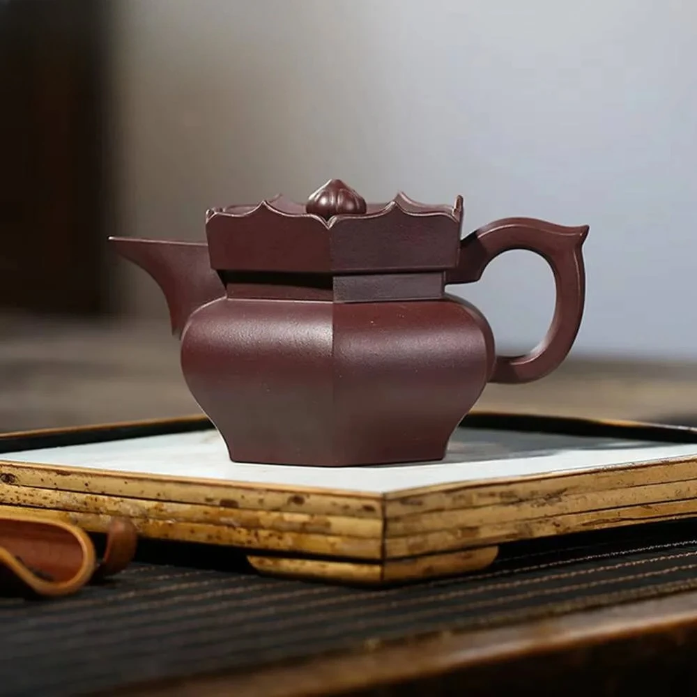 250ml Yixing Purple Clay Teapot Famous Artists Handmade Monk Hat Pot Deposit Raw Ore Purple Mud Kettle Chinese Zisha Tea Set