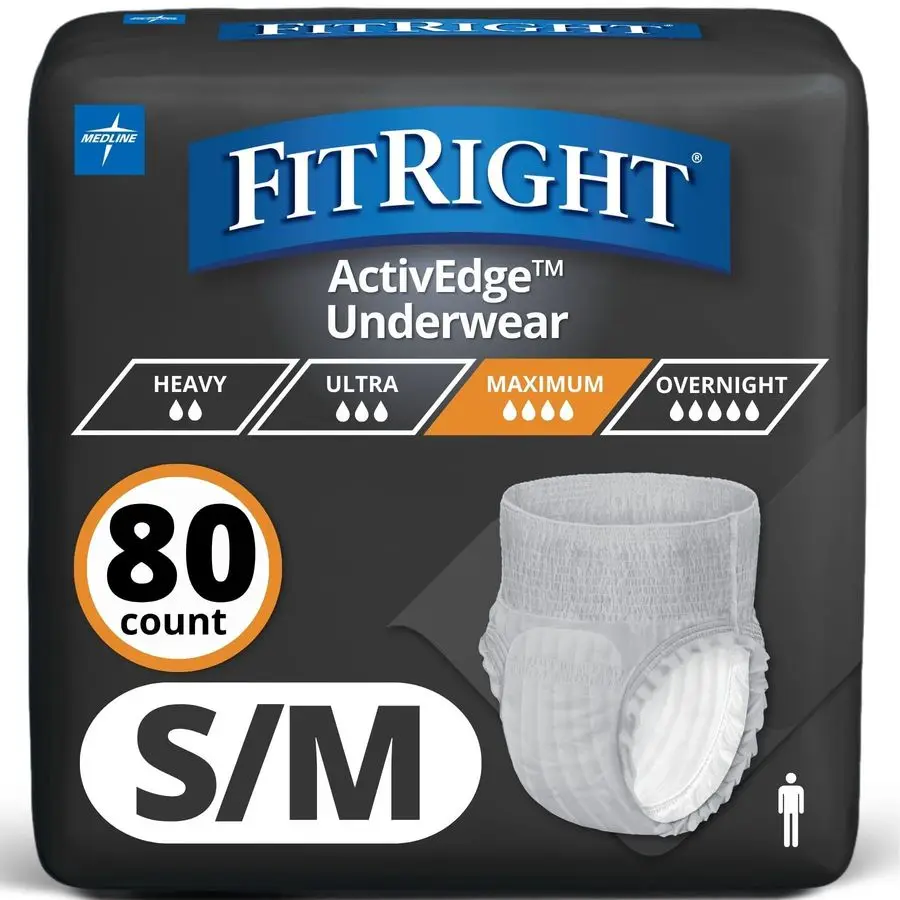 Ultra ActivEdge Protective Incontinence Underwear for Active Men, Heavy Absorbency, Comfortable Fit, Small to Medium 2840 Inches