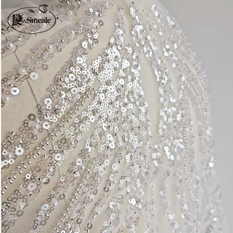 Luxus Abendkleid Stoff, High End Custom, Perlen Pailletten, Hochwertig, Spitzens toff, Hand Näht, RS4272 – Detail 6